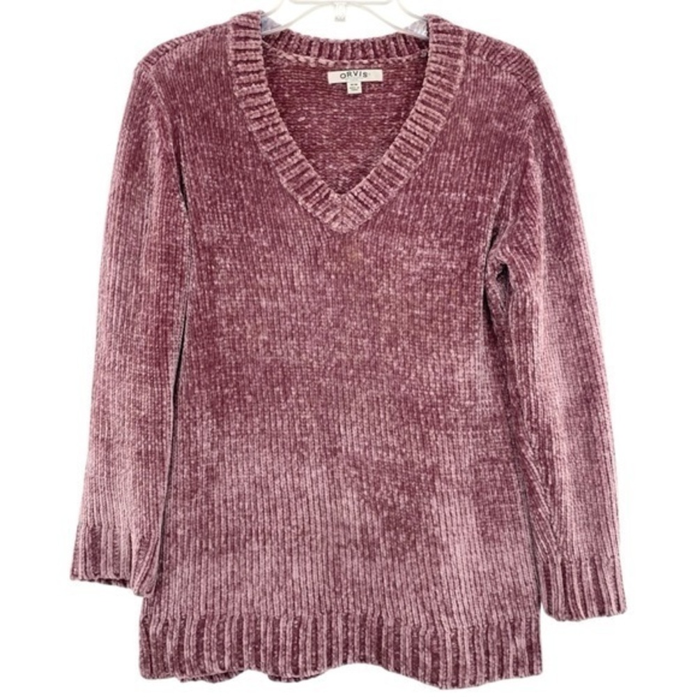 Orvis Women’s Chenille Tunic Pullover V-Neck Sweater Pink